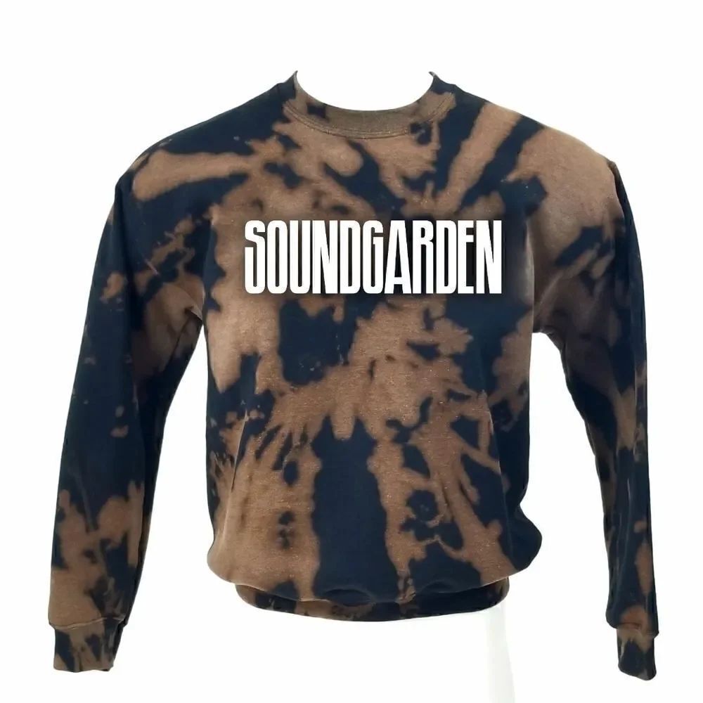 SOUNDGARDEN Grunge Rock Band Acid Washed Pullover Crewneck Sweatshirt Punk Rap